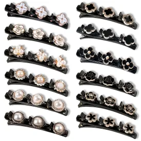 12PCS Sparkling Crystal Stone Braided Hair Clips, Hairpin Duckbill Clips with 3 Small Clips Hair Barrette Rhinestone Hair Clips, Hair Accessories for Women/Girls