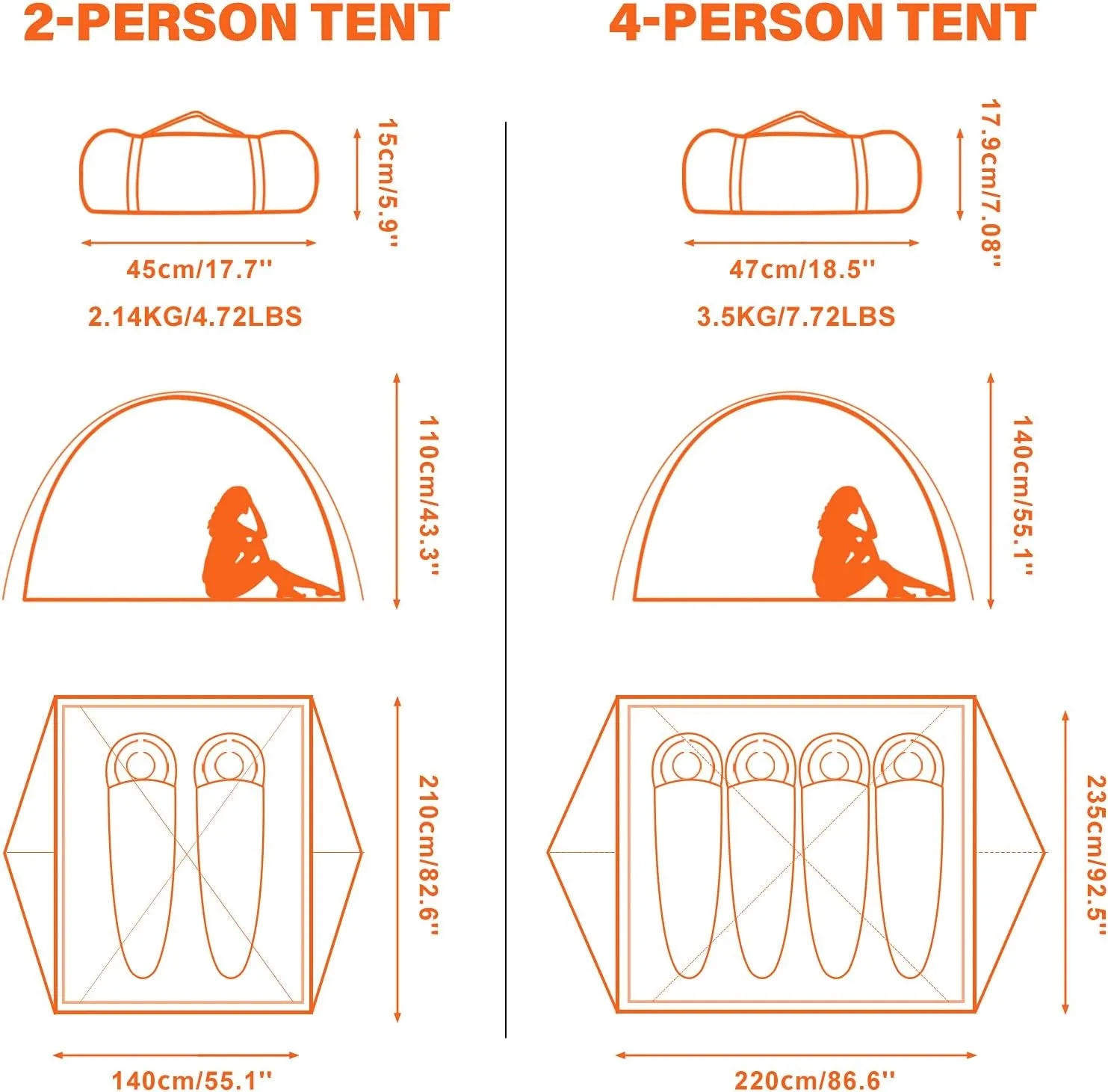 2/4 Person Waterproof Camping Tent