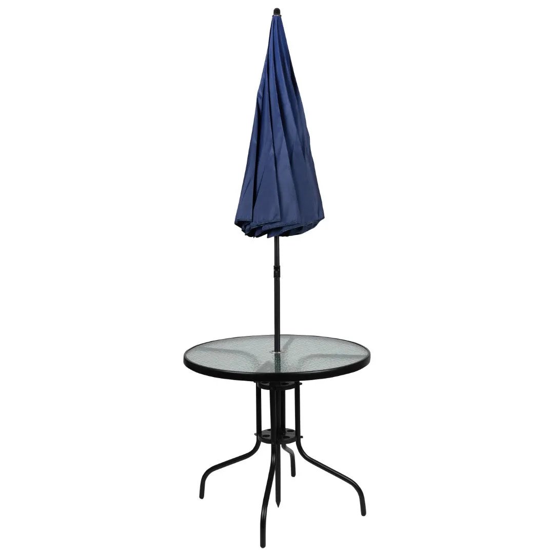 6-Piece Patio Set: Table, Umbrella & Folding Chairs - Outdoor Garden Furniture