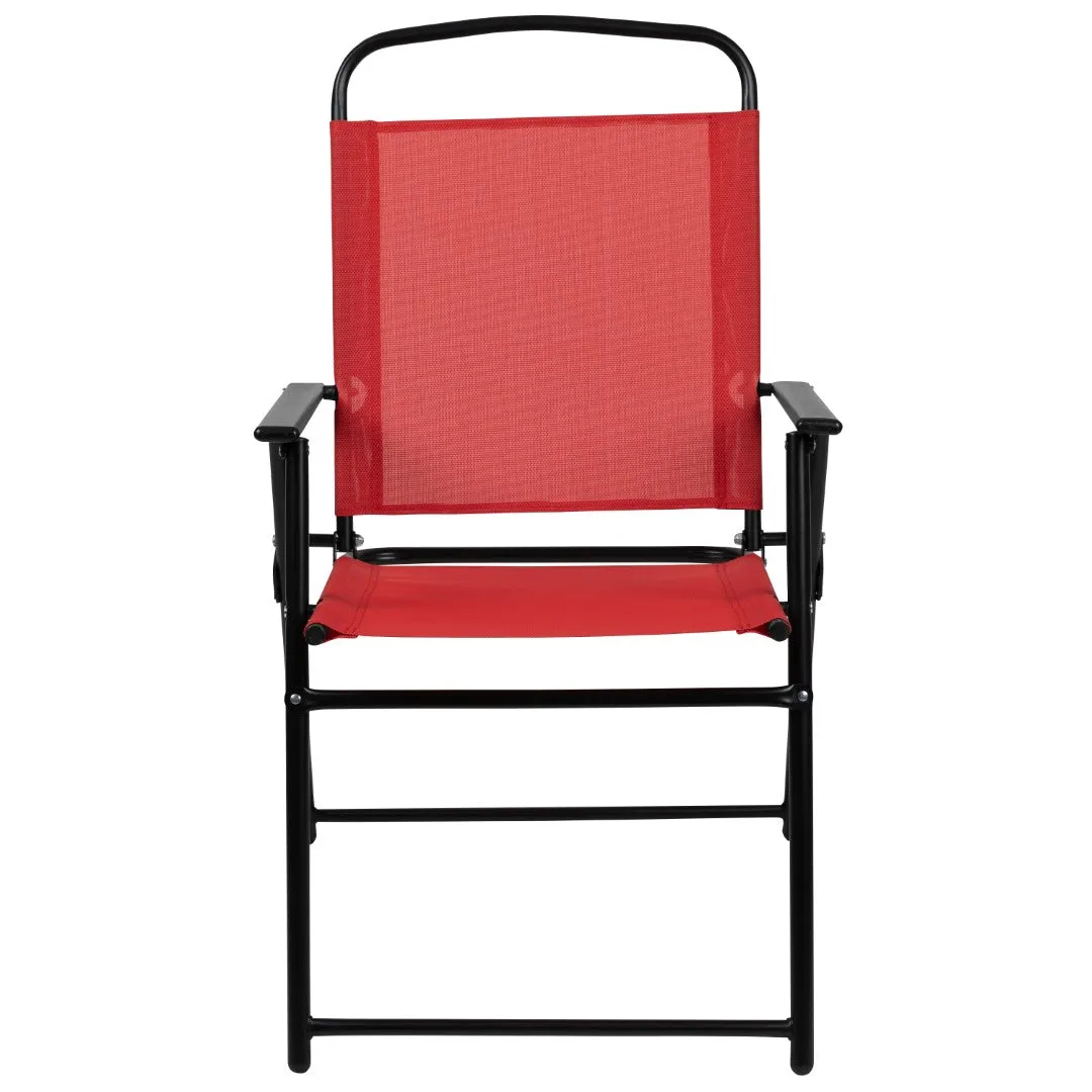 6-Piece Patio Set: Table, Umbrella & Folding Chairs - Outdoor Garden Furniture