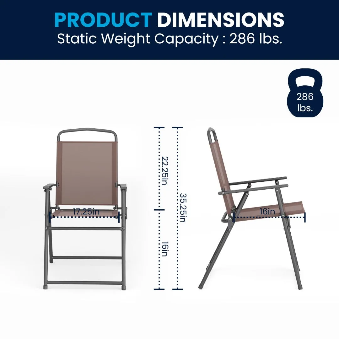 6-Piece Patio Set: Table, Umbrella & Folding Chairs - Outdoor Garden Furniture