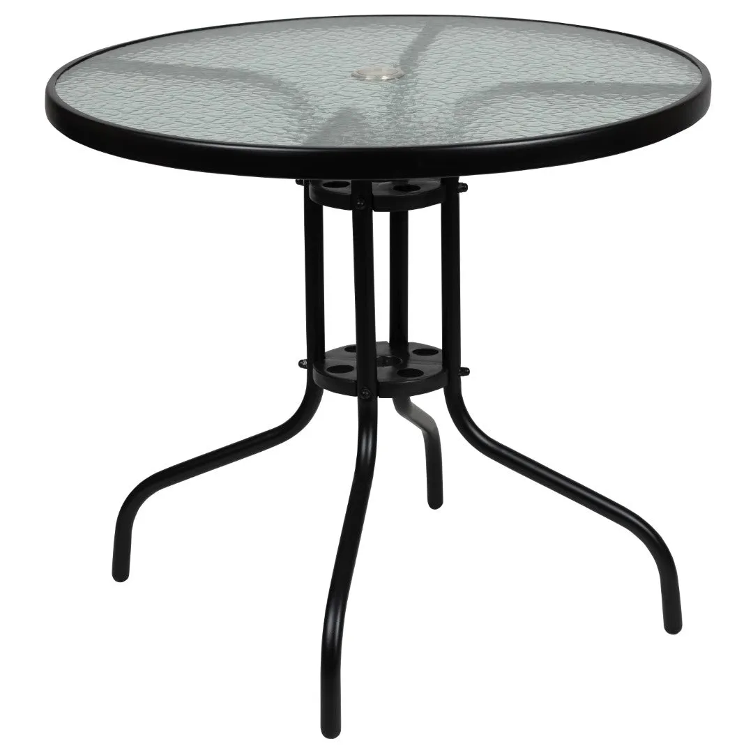 6-Piece Patio Set: Table, Umbrella & Folding Chairs - Outdoor Garden Furniture