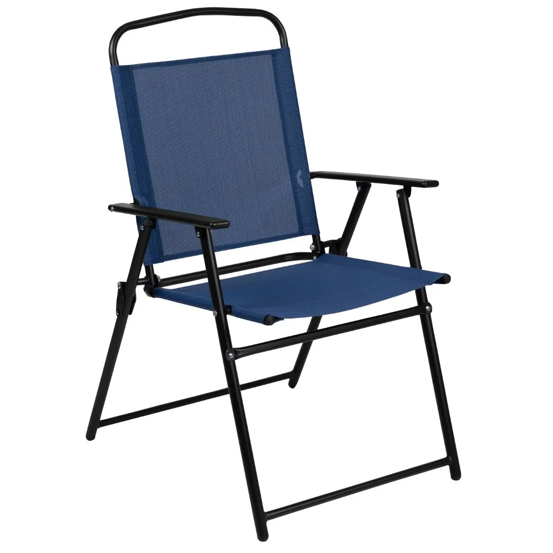 6-Piece Patio Set: Table, Umbrella & Folding Chairs - Outdoor Garden Furniture