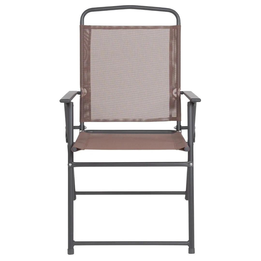 6-Piece Patio Set: Table, Umbrella & Folding Chairs - Outdoor Garden Furniture