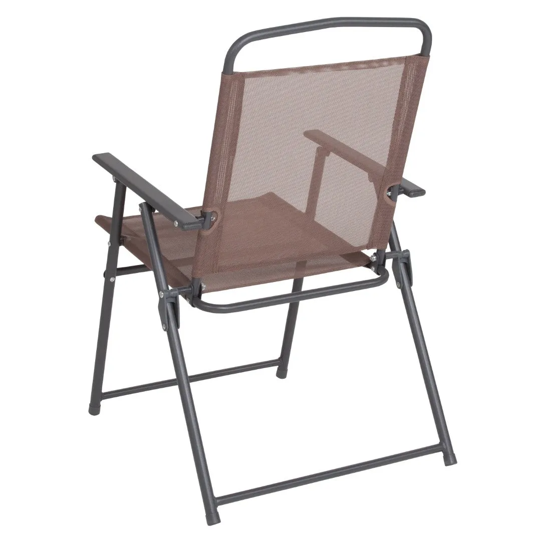 6-Piece Patio Set: Table, Umbrella & Folding Chairs - Outdoor Garden Furniture