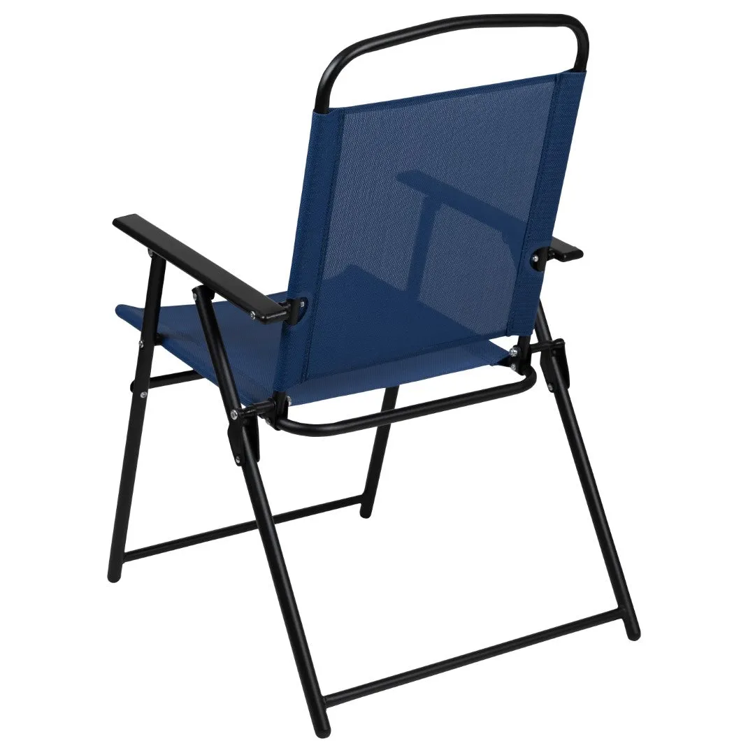 6-Piece Patio Set: Table, Umbrella & Folding Chairs - Outdoor Garden Furniture
