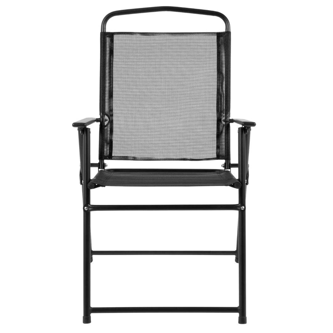 6-Piece Patio Set: Table, Umbrella & Folding Chairs - Outdoor Garden Furniture