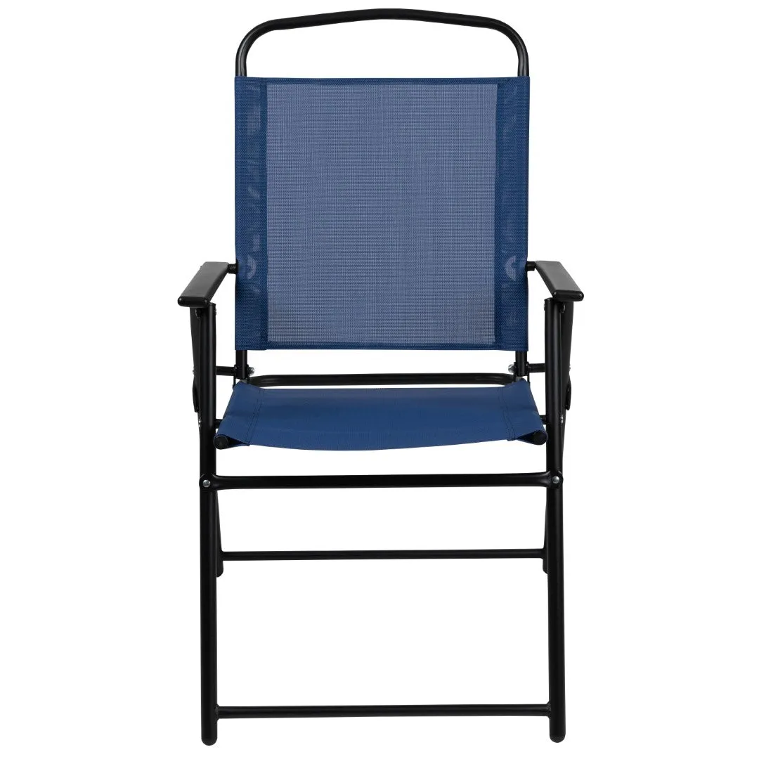 6-Piece Patio Set: Table, Umbrella & Folding Chairs - Outdoor Garden Furniture