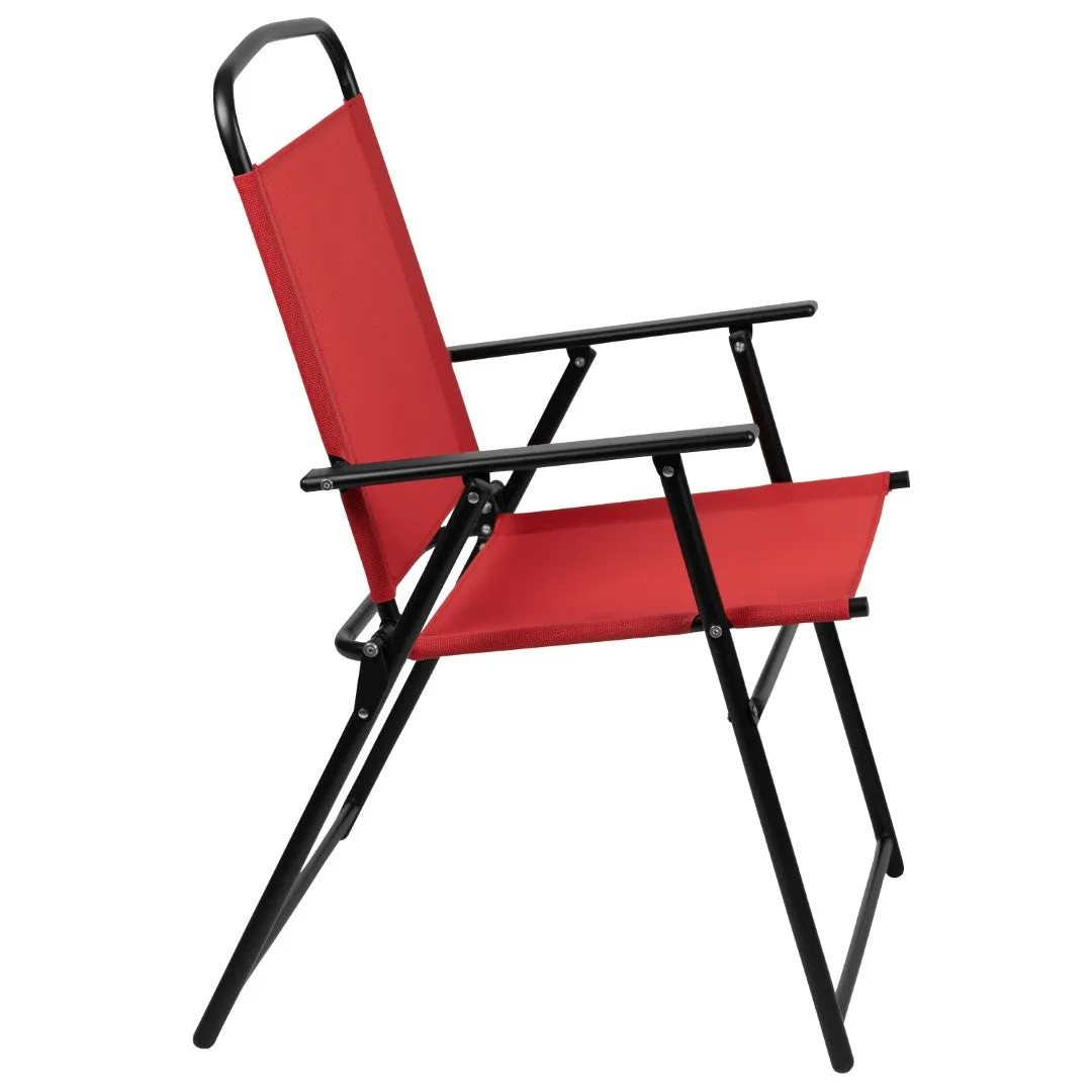 6-Piece Patio Set: Table, Umbrella & Folding Chairs - Outdoor Garden Furniture