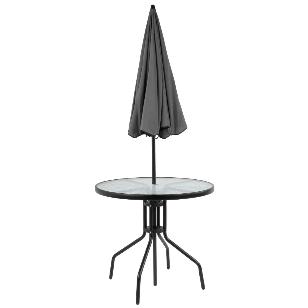 6-Piece Patio Set: Table, Umbrella & Folding Chairs - Outdoor Garden Furniture