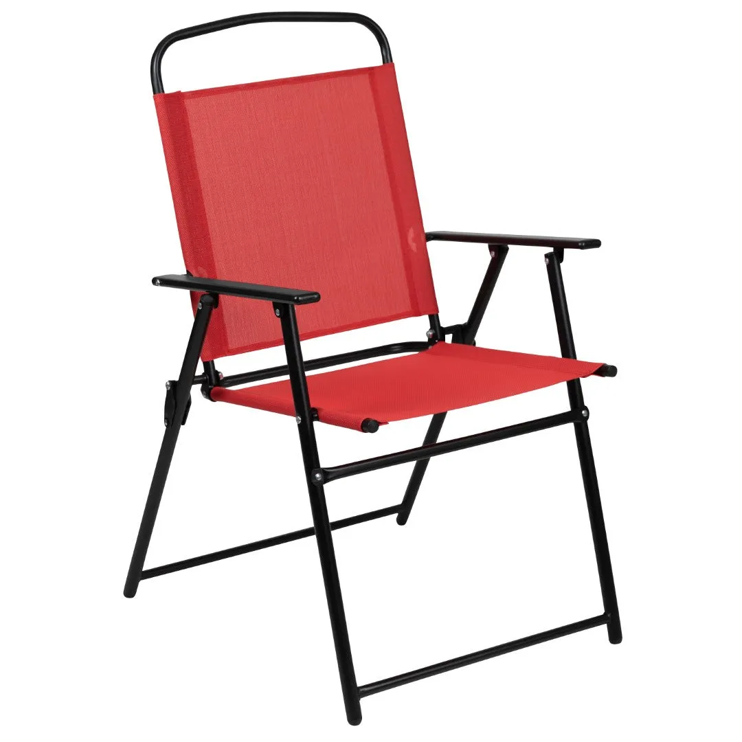 6-Piece Patio Set: Table, Umbrella & Folding Chairs - Outdoor Garden Furniture