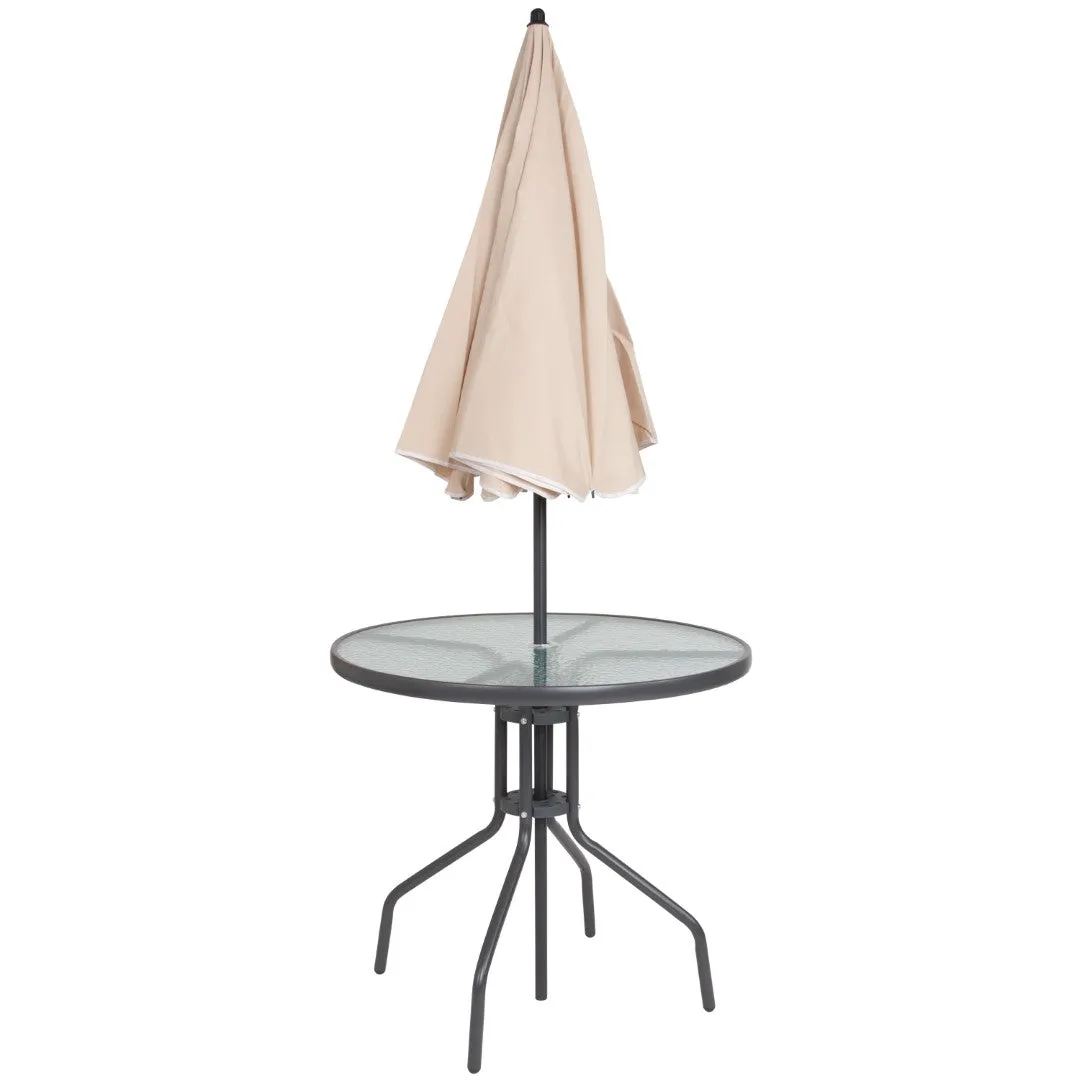 6-Piece Patio Set: Table, Umbrella & Folding Chairs - Outdoor Garden Furniture