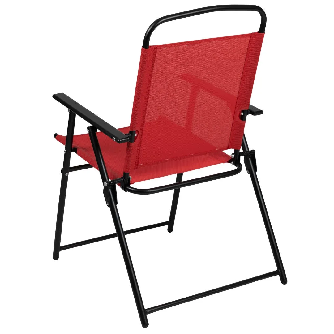6-Piece Patio Set: Table, Umbrella & Folding Chairs - Outdoor Garden Furniture