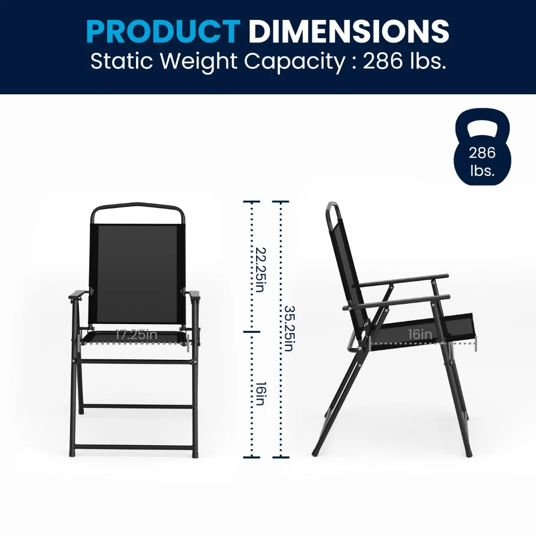6-Piece Patio Set: Table, Umbrella & Folding Chairs - Outdoor Garden Furniture