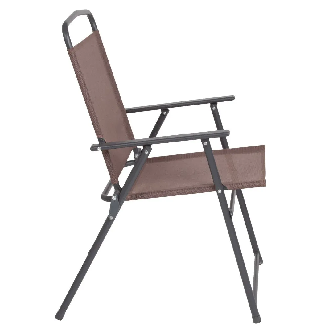6-Piece Patio Set: Table, Umbrella & Folding Chairs - Outdoor Garden Furniture