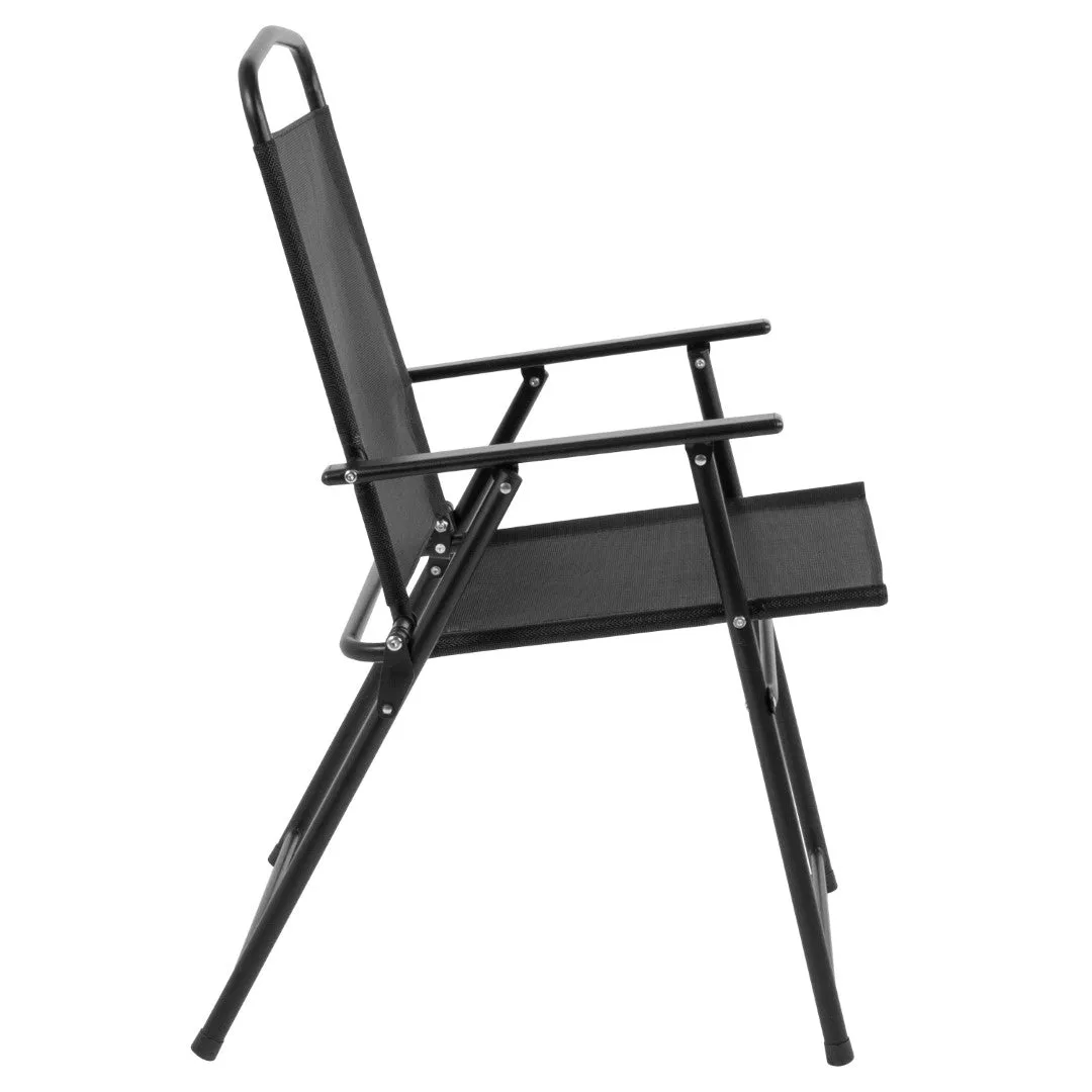 6-Piece Patio Set: Table, Umbrella & Folding Chairs - Outdoor Garden Furniture