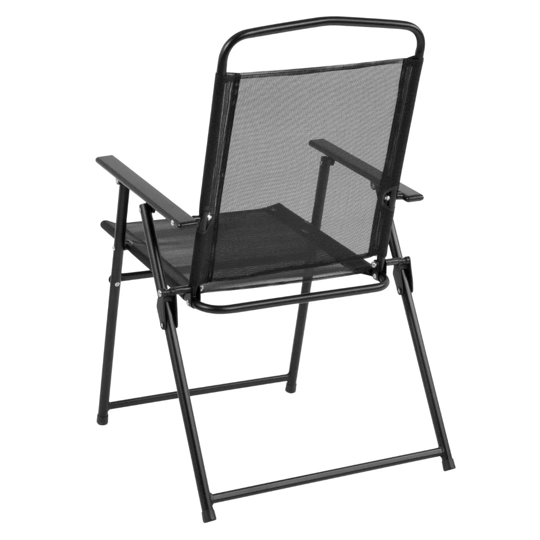 6-Piece Patio Set: Table, Umbrella & Folding Chairs - Outdoor Garden Furniture