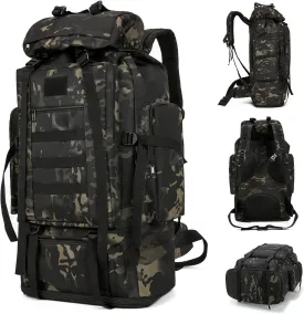 70L/100L Hiking Camping Backpack MOLLE Rucksack Waterproof Daypack for Traveling (Black CP)