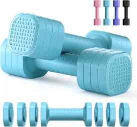 Adjustable Dumbbell Set of 2, 4 in 1 Free Weights Dumbbells Set for Women, Hand Weights for Women at Home, Each 2lb 3lb 4lb 5lb with TPU Soft Rubber Handle for Home Gym Exercise Training