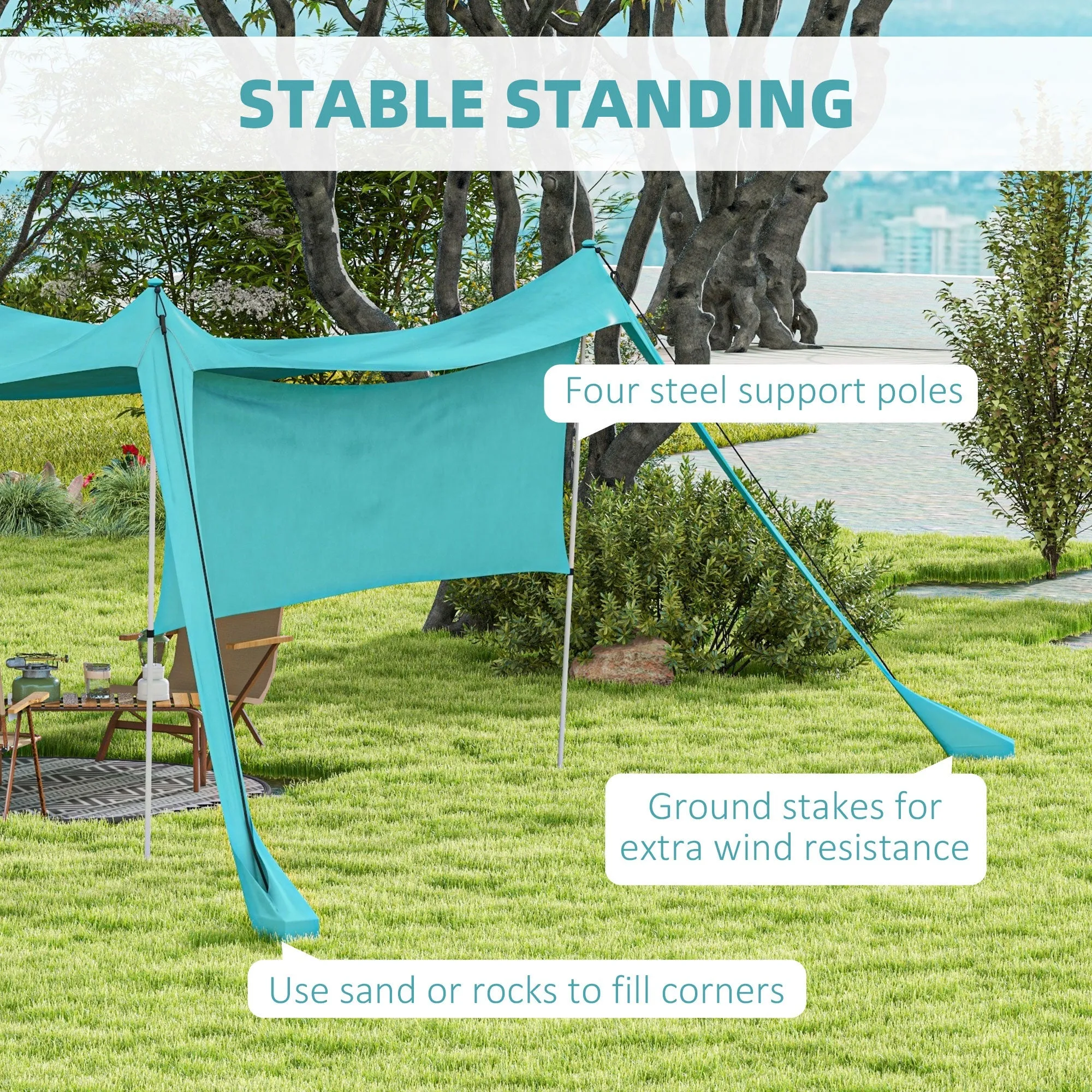 Beach Tent Event Shelter with Detachable Sidewall and Carry Bag for Camping Trips Fishing Picnics Sky Blue