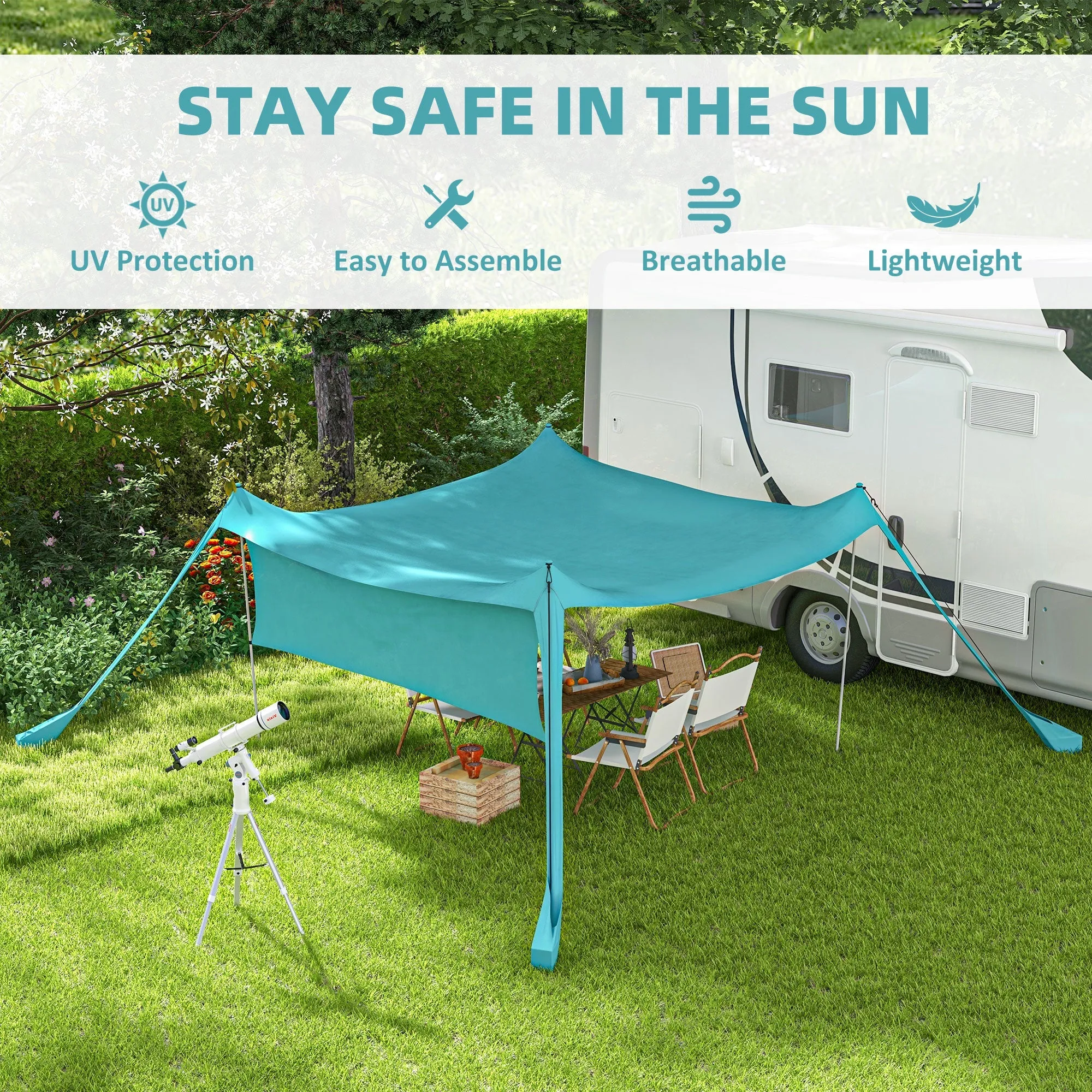 Beach Tent Event Shelter with Detachable Sidewall and Carry Bag for Camping Trips Fishing Picnics Sky Blue