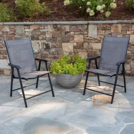 Black Outdoor Folding Patio Sling Chair (2 Pack) By Flash Furniture