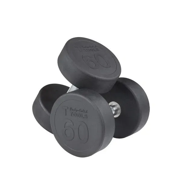 Body-Solid 5-60 lb. Round Rubber Dumbbell Package w/ Rack