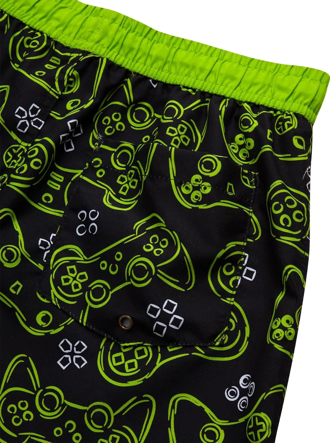 Boys Swim Trunks - 2 Pack Quick Dry Printed Boys Board Shorts Bathing Suit Kids Swimwear with Pockets (Size:8-18)