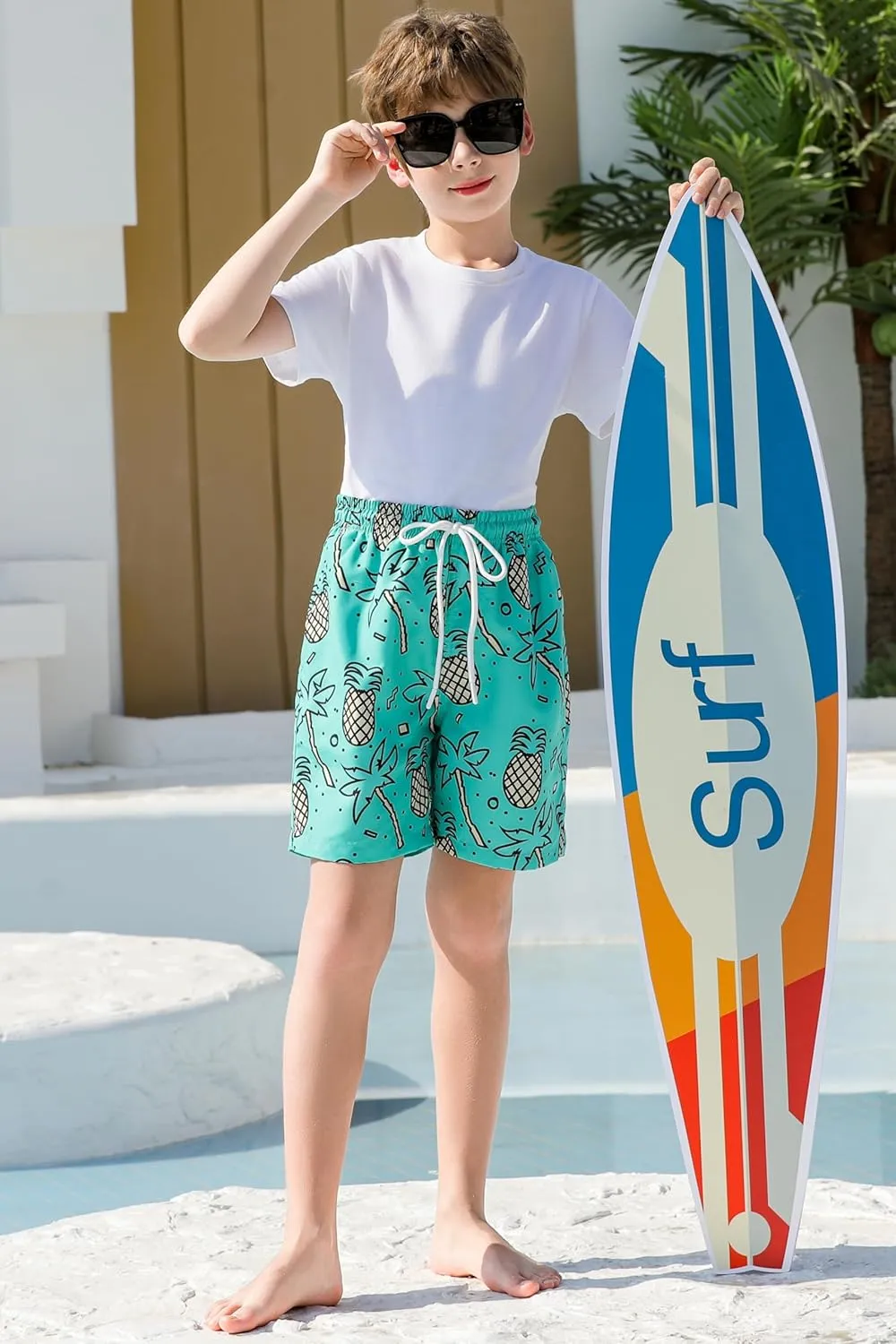 Boys Swim Trunks with Compression Liner Swim Shorts Quick Dry Swimming Trunks with Pockets 5-18 Years
