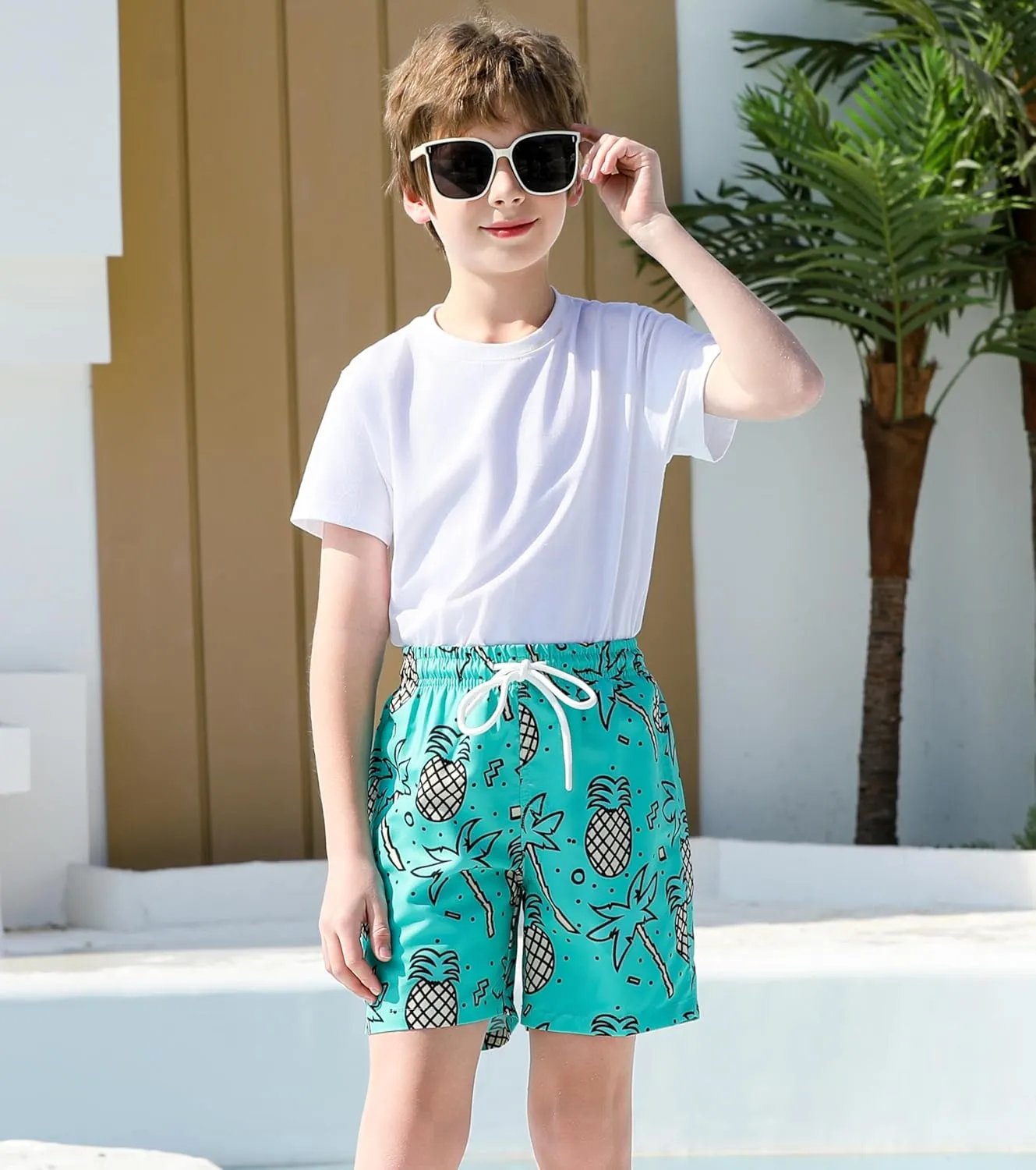 Boys Swim Trunks with Compression Liner Swim Shorts Quick Dry Swimming Trunks with Pockets 5-18 Years
