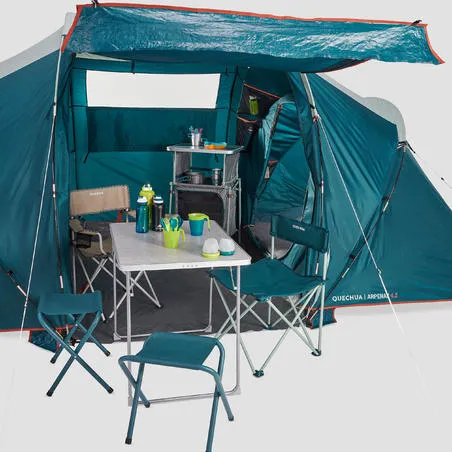 Camping tent with poles arpenaz 4.2 4 people 2 bedrooms