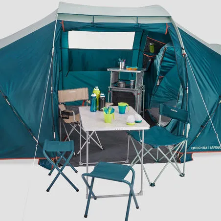 Camping tent with poles arpenaz 4.2 4 people 2 bedrooms