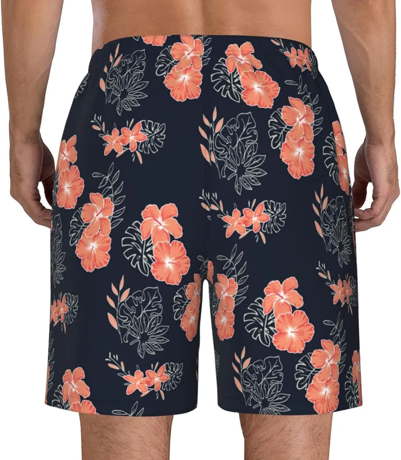 Cerburny Mens Swim Trunks with Compression Liner Men Beach Shorts Bathing Suit Quick Dry Printed Swimming Short with Pockets