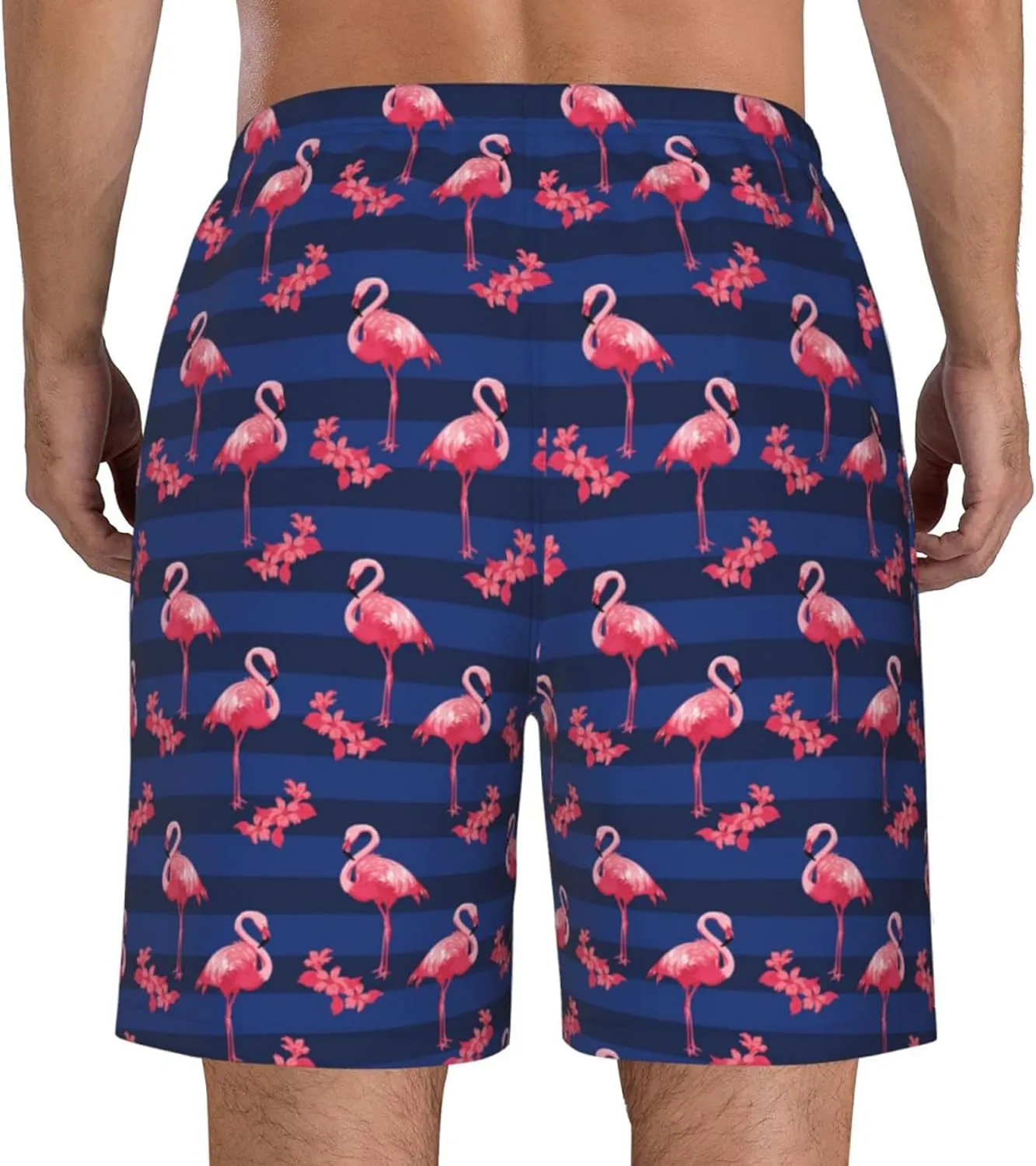 Cerburny Mens Swim Trunks with Compression Liner Men Beach Shorts Bathing Suit Quick Dry Printed Swimming Short with Pockets