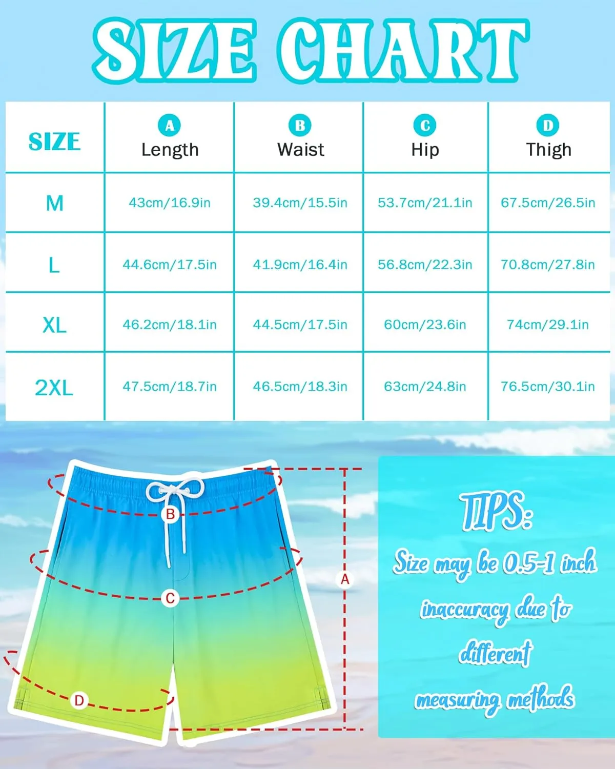 Color Changing Swim Shorts Mens Swim Trunks with Compression Liner 7 Inch Inseam Quick Dry Bathing Suits