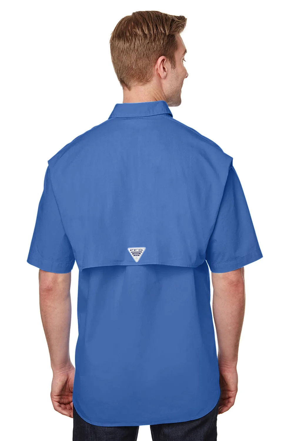 Columbia Mens Bonehead Short Sleeve Button Down Shirt w/ Double Pockets - Vivid Blue - Closeout