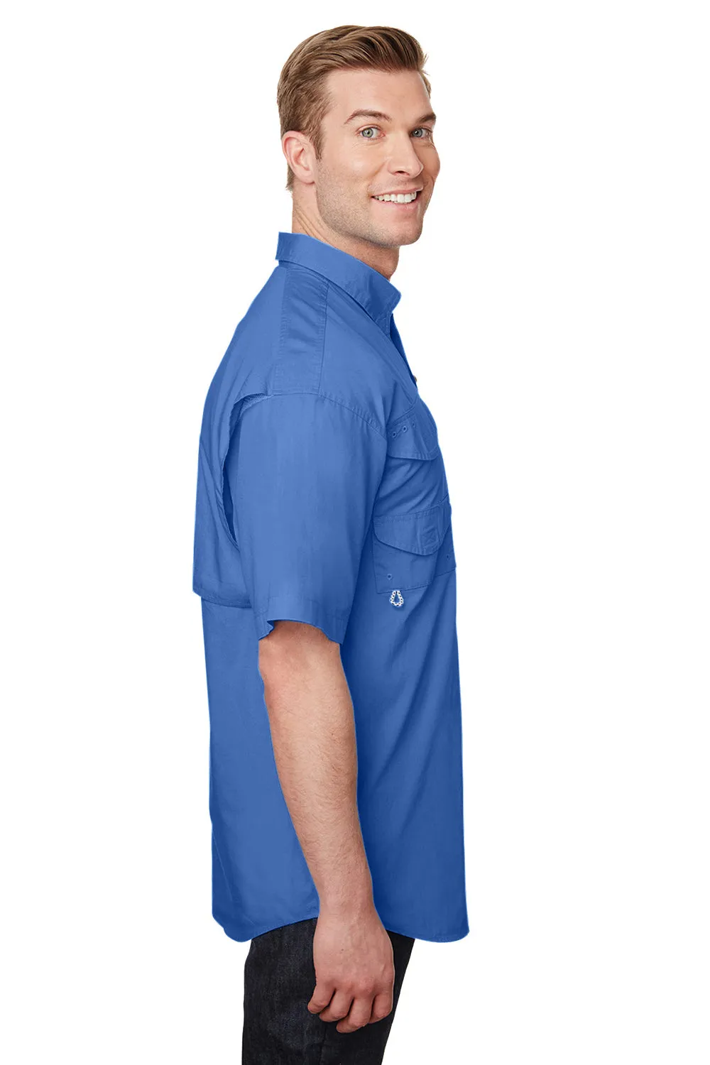 Columbia Mens Bonehead Short Sleeve Button Down Shirt w/ Double Pockets - Vivid Blue - Closeout