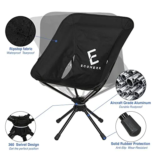 Ecomerr Portable Camping Chair - Bottle Sized Compact Foldable Chair