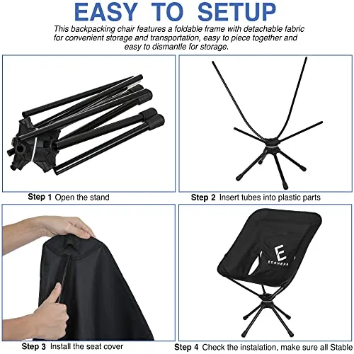 Ecomerr Portable Camping Chair - Bottle Sized Compact Foldable Chair