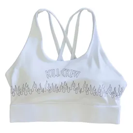 FLAME HIGH SUPPORT SPORTS BRA - WHITE / BLACK