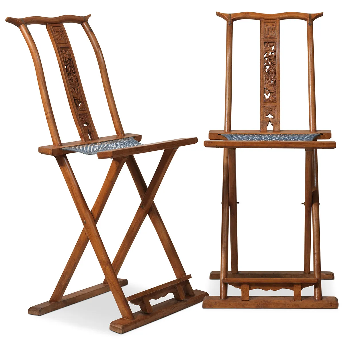 Folding Travel Chair with Carved Backrest