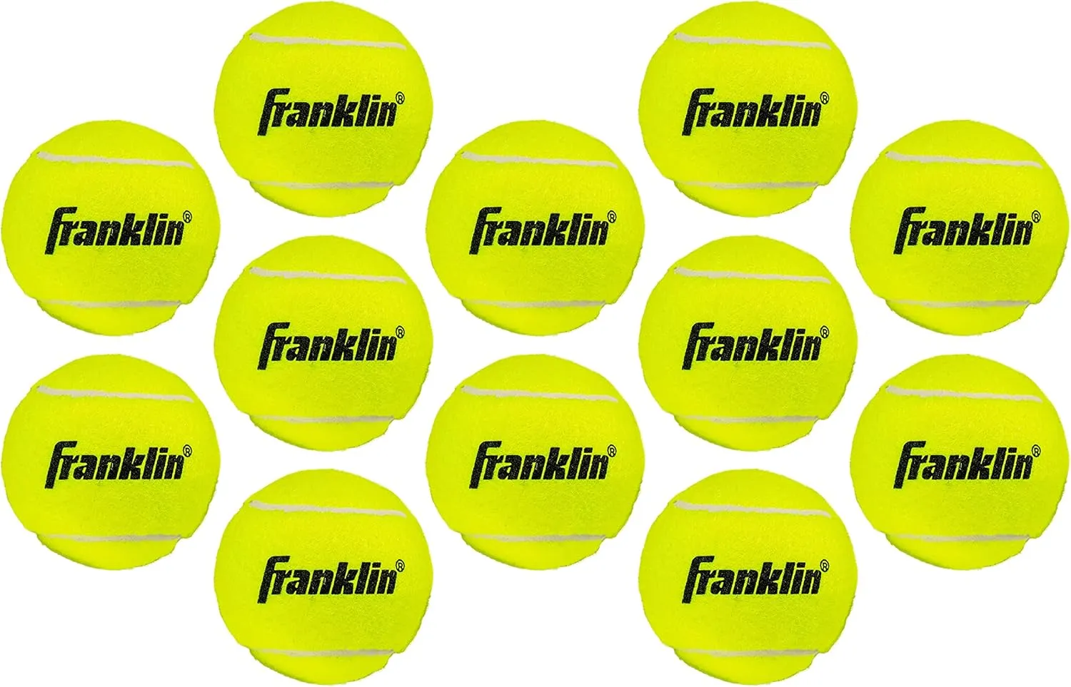 Franklin Sports Pressureless Tennis Balls - Official Size, Low Pressure - Great for Training   Practice - Low Bounce - All Court Surface - Carry Bag Included