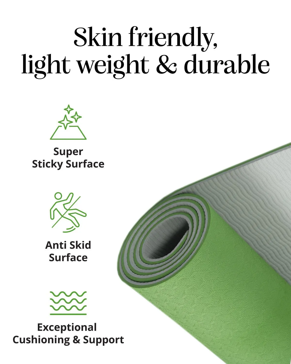 Grhamoy Green Asana Rubber Yoga Mat | 6 mm Thick