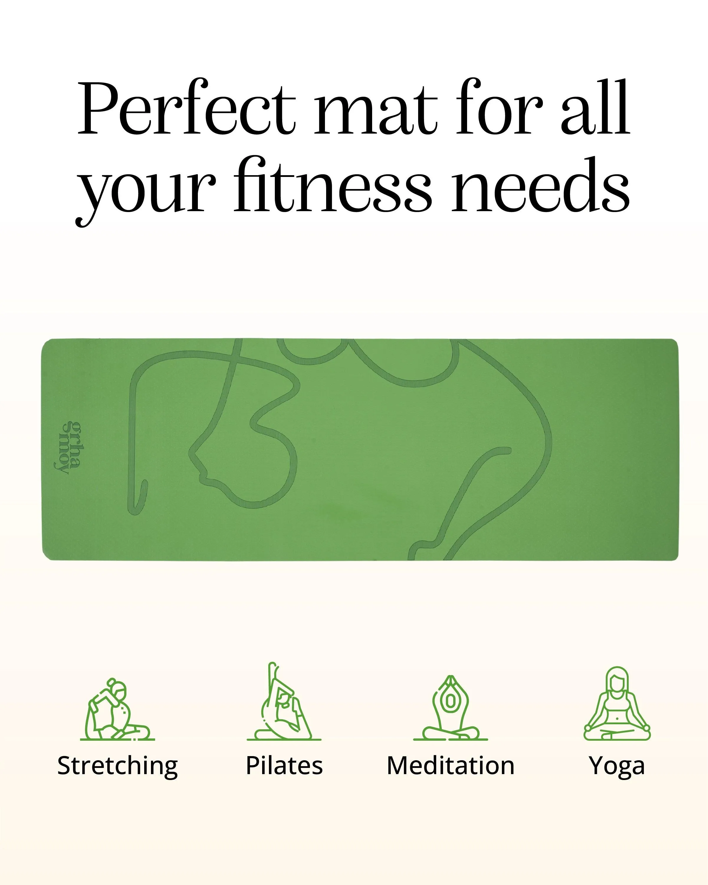 Grhamoy Green Asana Rubber Yoga Mat | 6 mm Thick