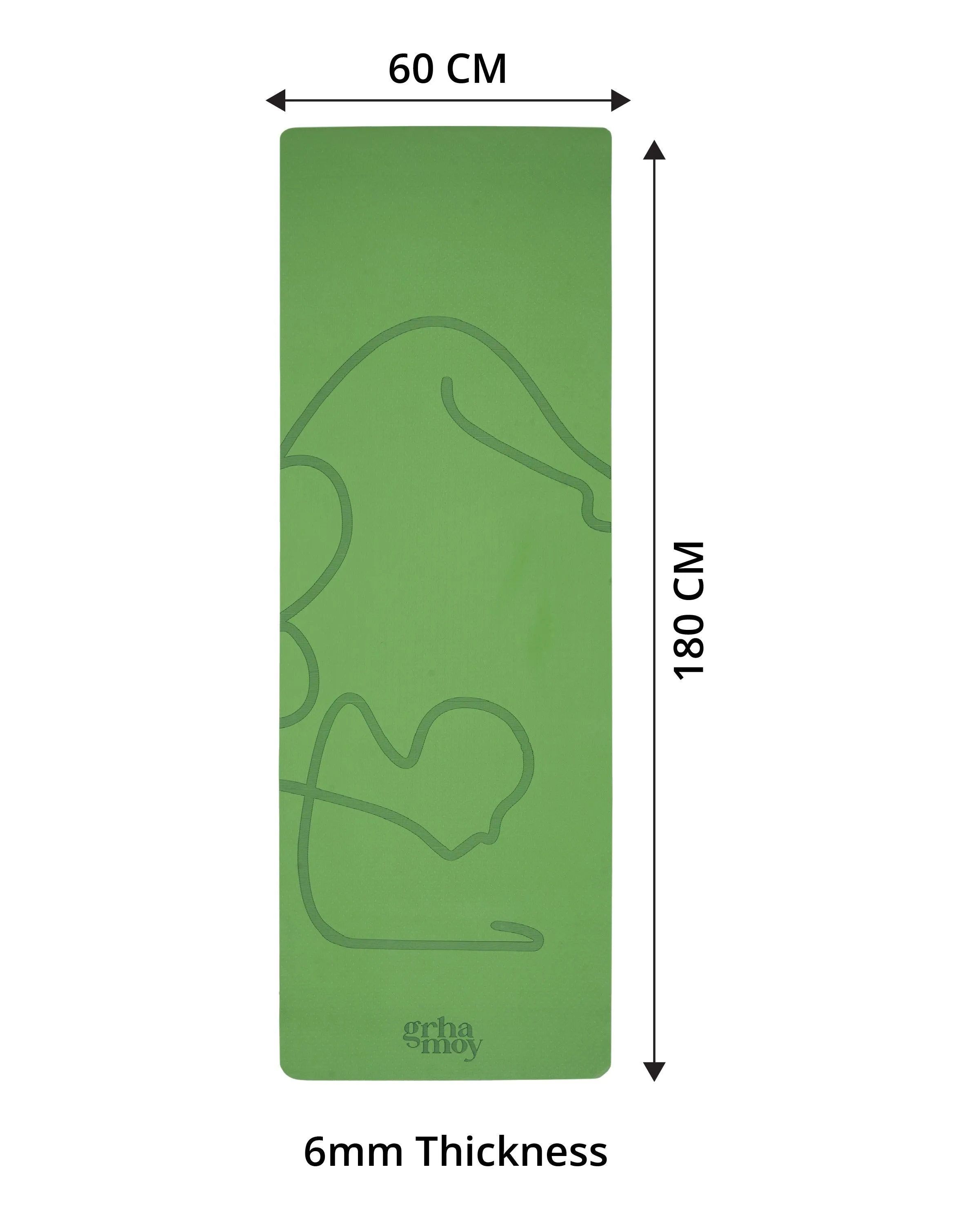 Grhamoy Green Asana Rubber Yoga Mat | 6 mm Thick