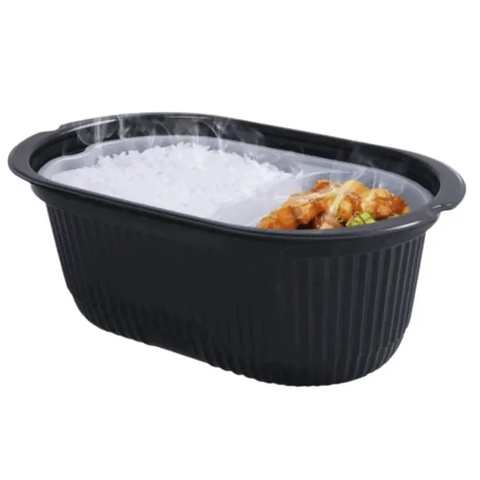 Heat2Eat Self Steamer Small Black Oval  Camping Food Steamer  2x HeatStones