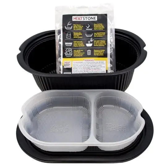 Heat2Eat Self Steamer Small Black Oval  Camping Food Steamer  2x HeatStones