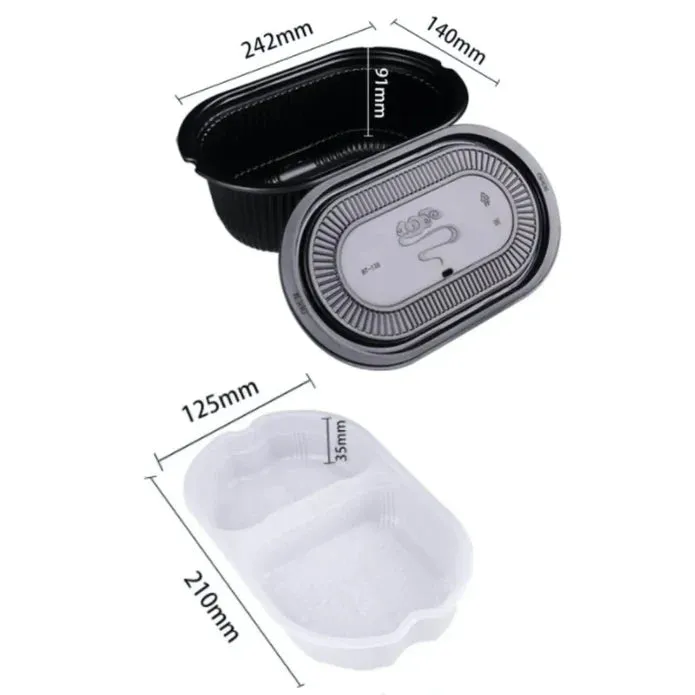 Heat2Eat Self Steamer Small Black Oval  Camping Food Steamer  2x HeatStones