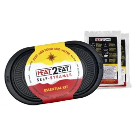 Heat2Eat Self Steamer Small Black Oval  Camping Food Steamer  2x HeatStones