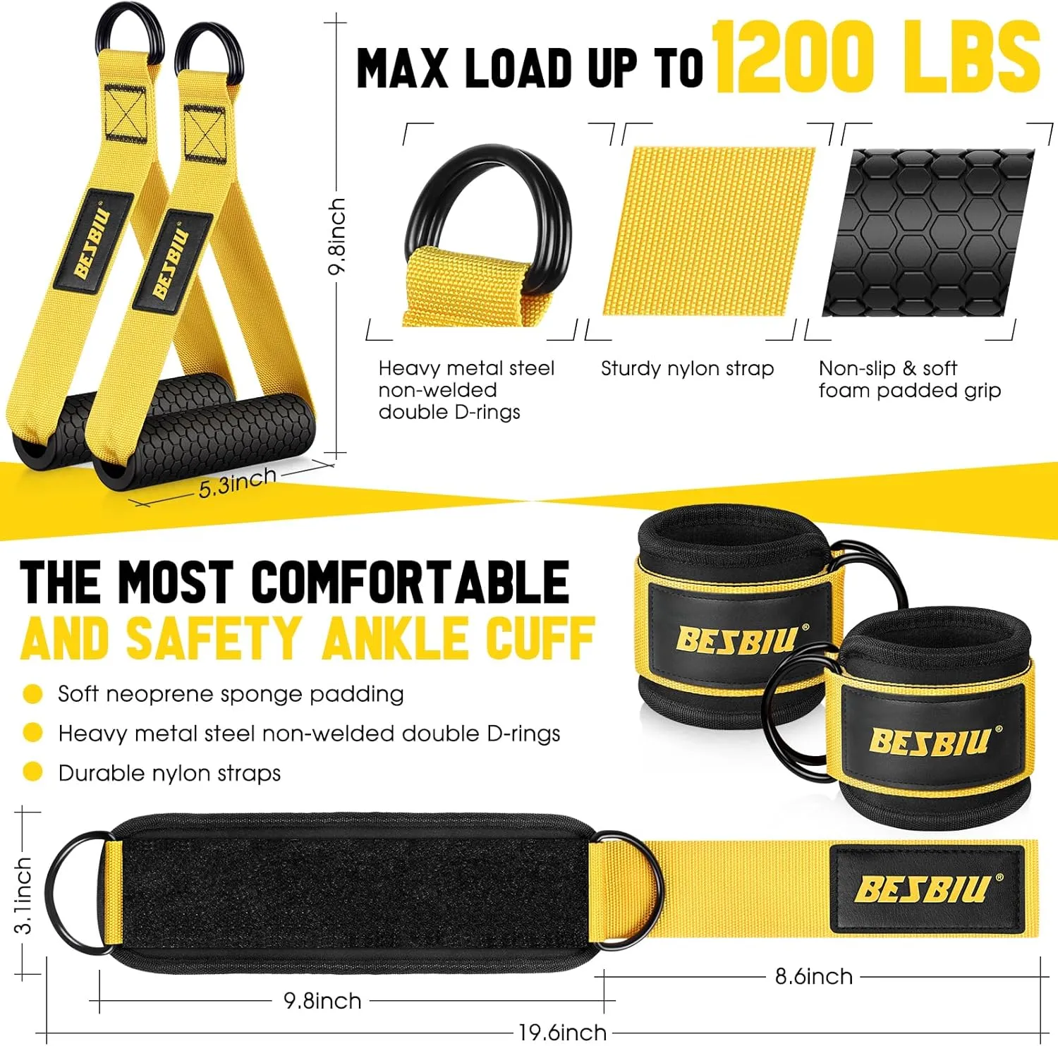 Heavy Exercise Bands Resistance Bands for Working Out, 300lbs/360lbs Fitness Workout Bands with Handles, Door Anchor, Leg Ankle Straps, Home Gym Workout Equipment for Men Strength Training Stretching